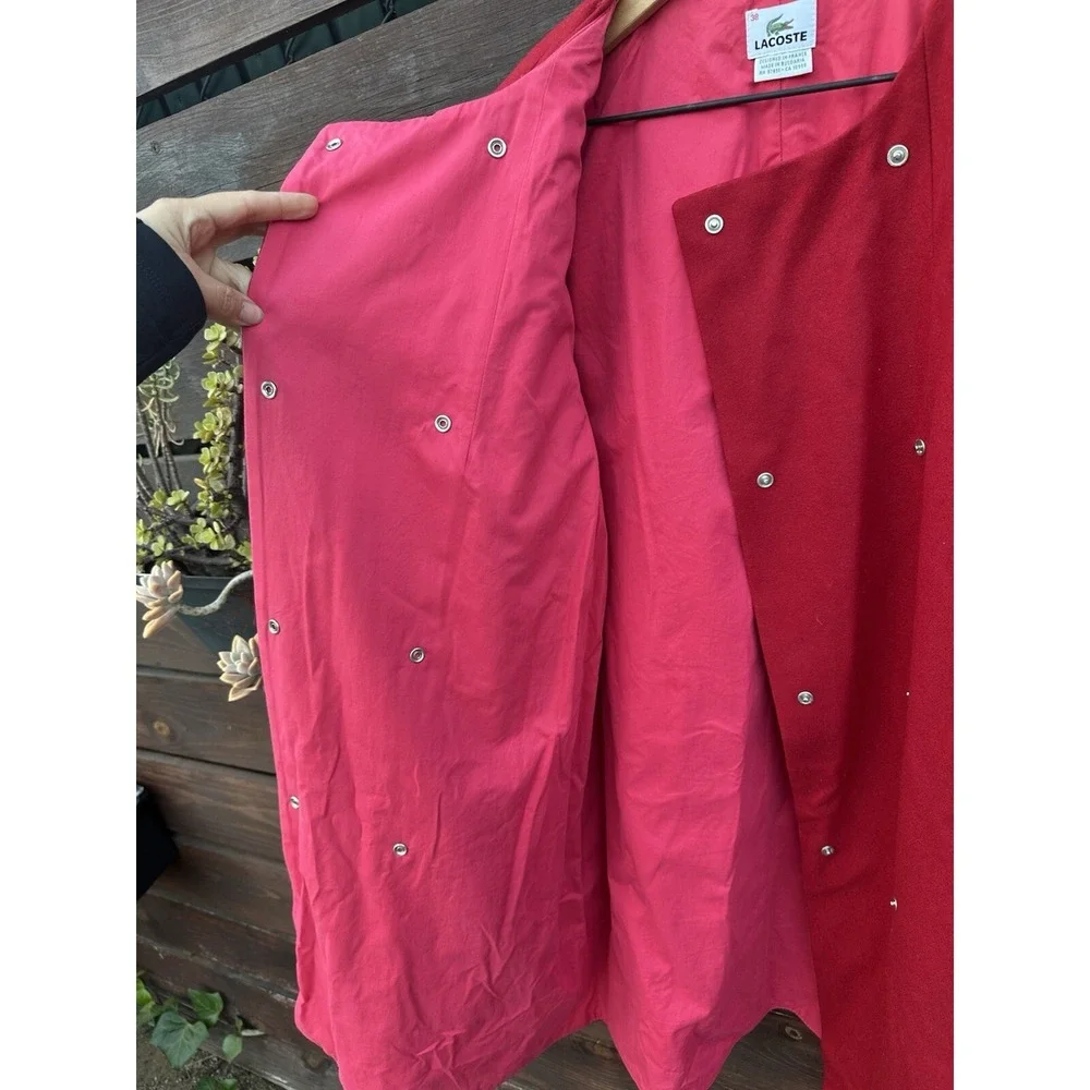 Lacoste Women's Red Wool‎ Pea Coat Size 38 (6)
